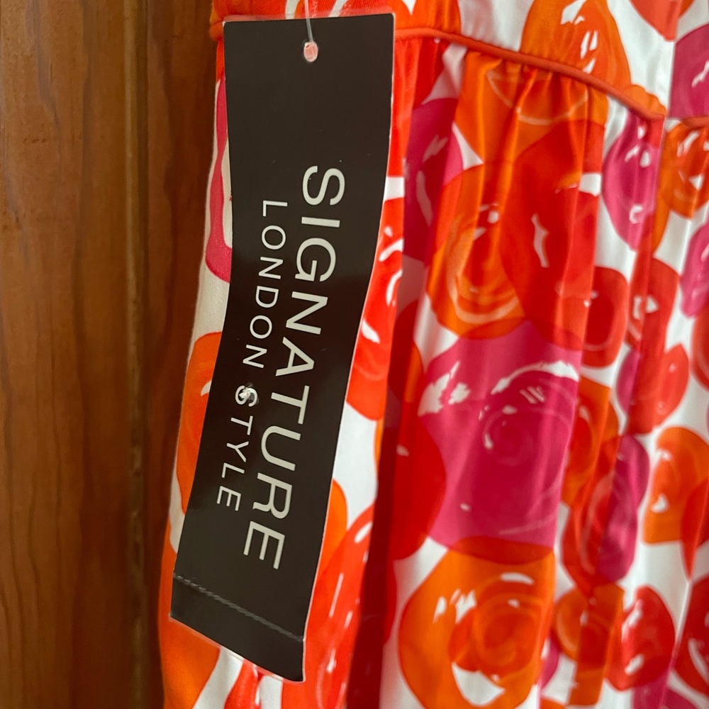 NWT Signature London Style Orange Pink Sun Dress 16 - Picture 3 of 4